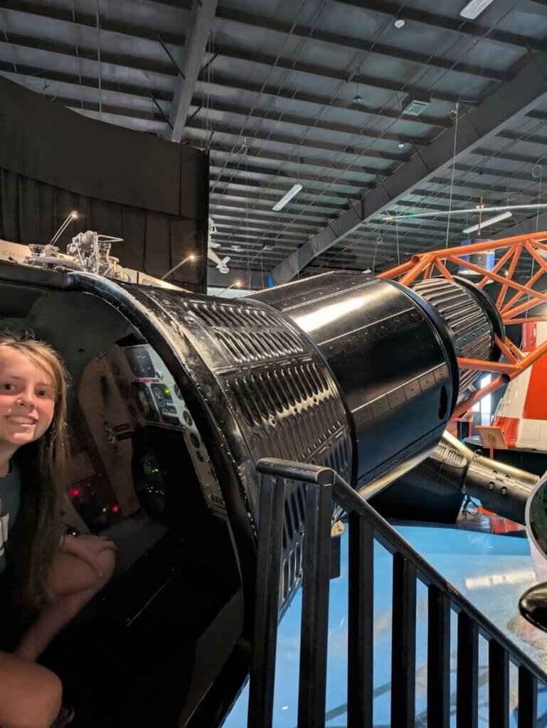 Girl in spacecraft display