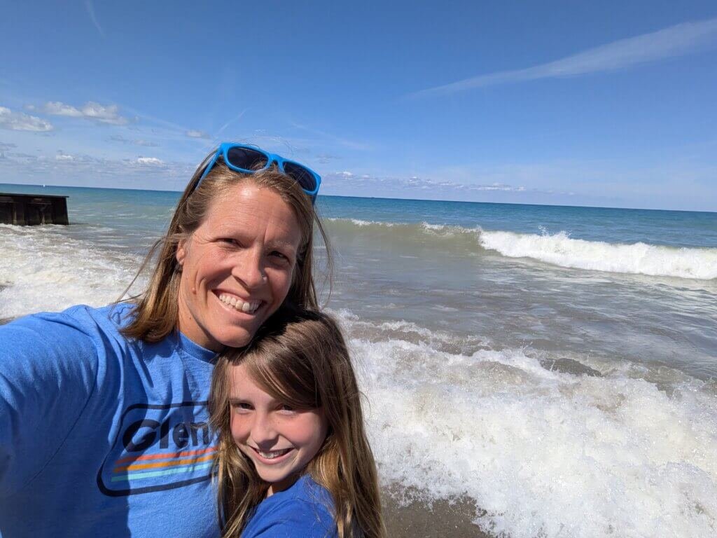Mom and daughter at beach