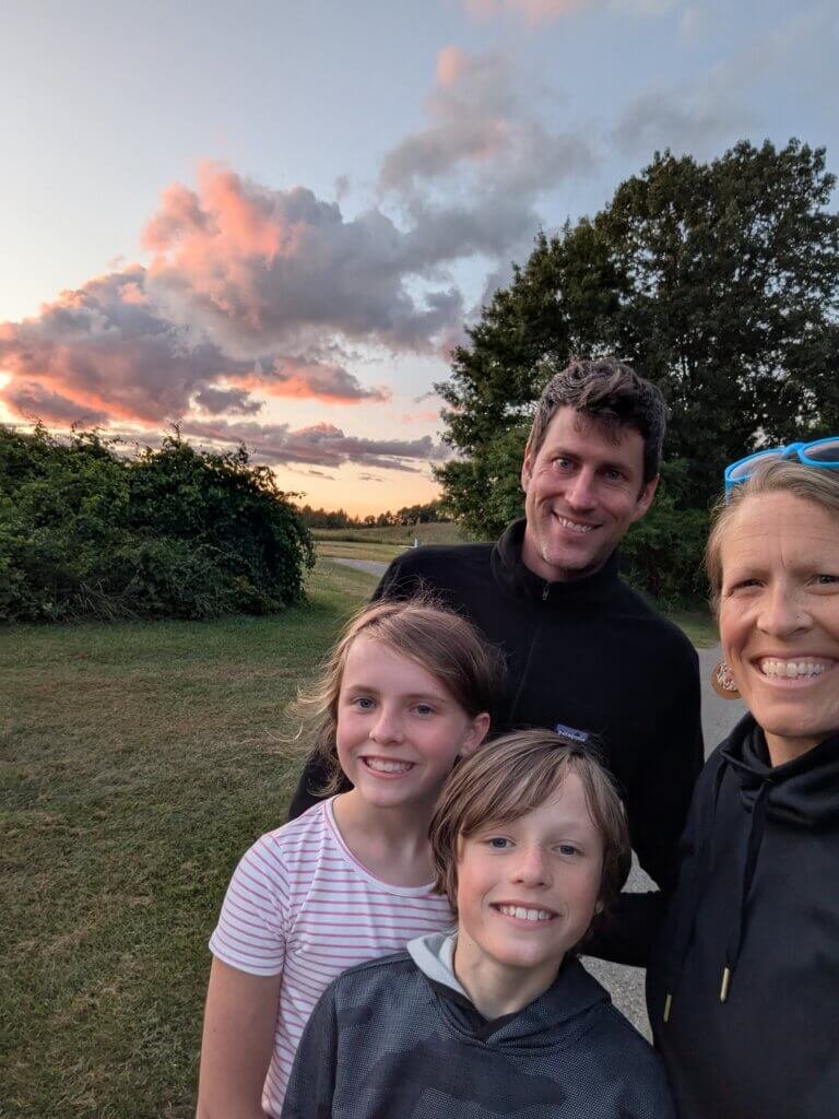 Family picture at sunset